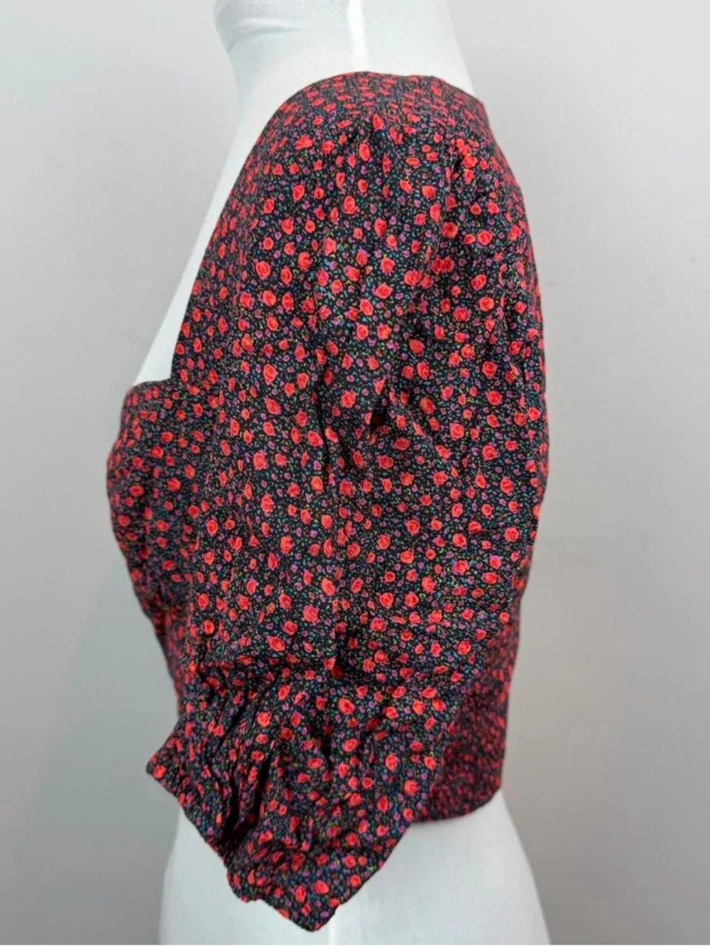 Zara Crop Floral Printed Sweetheart Neckline Top - Picture 6 of 8